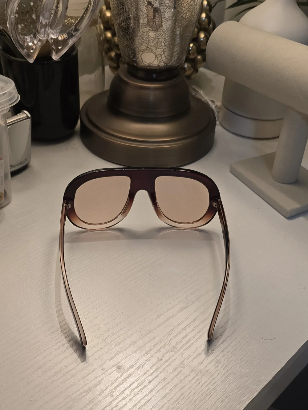 Brown Gradient Oversized Shield Sunglasses - Unbranded